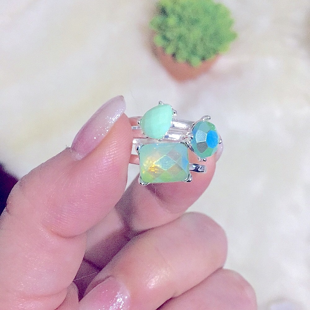Lovely Sparkling Teal Silver Stacker3️⃣Rings Set